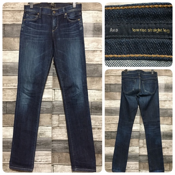 Citizens Of Humanity Ava Low Rise Straight Leg Jeans Women 27x34 Dark Wash Blue - Picture 1 of 10